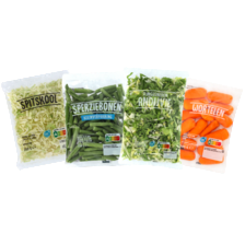 Andijvie zakje à 250 gram,
spitskool, sperziebonen, prei fijn zakje à 200 gram
of wortelen zakje à 300 gram